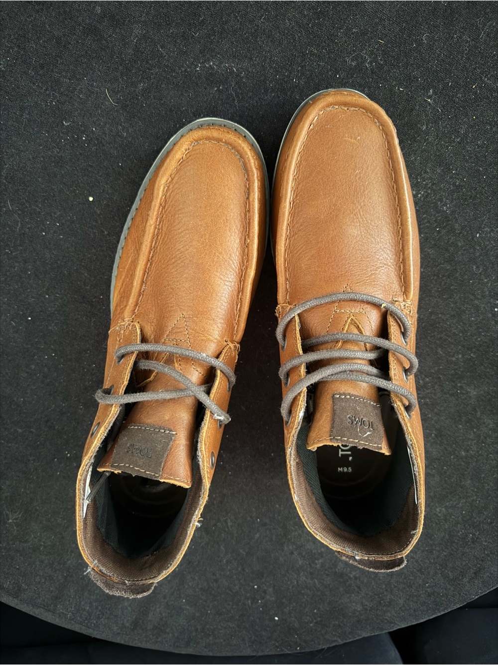 TOMS Men's Casual Leather Lace-Up Boots - Brown
